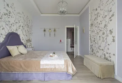 Дизайн спальни обои комбинированные - 70 фото