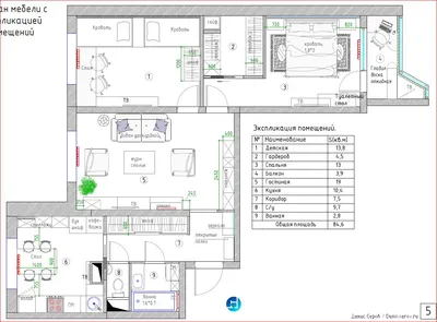Дизайн-проект 3 трехкомнатной квартиры в доме серии п44 | Студия Дениса  Серова