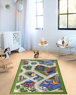 Коврик для детской Витебские ковры , Carpet World \"Мегаполис\" в рамке с  дорогой для машинок , полиамид , микрофибра , серый-разноцветный ,  0.80x1.20м — купить в интернет-магазине OZON с быстрой доставкой