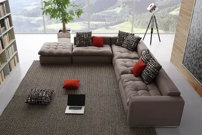 Угловой диван в зал: выбор размера конструкции, мягкие примеры, фото  интерьера