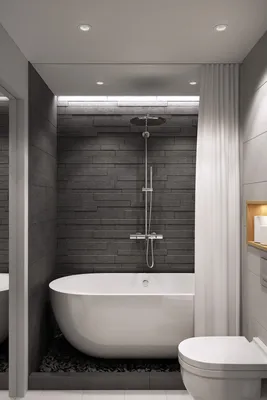 современный дизайн ванной комнаты 4,7 кв. м. | Disposição do banheiro,  Projetos para banheiros pequenos, Design de interiores de banheiro