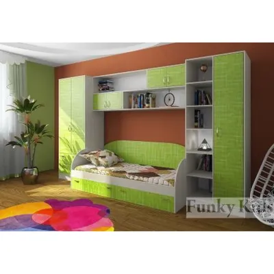Купить Детская кровать со шкафами «Фанки Кидз 17» в интернет-магазине Лайтик
