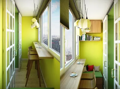 2023 БАЛКОНЫ фото маленький балкон с деревянной барной стойкой, Киев,  RIO-Design Studio