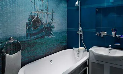 Интерьеры ванных комнат в синем цвете: фото 50 дизайнов