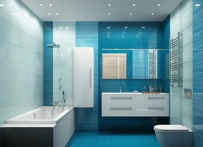 Голубая ванная комната - 70 фото