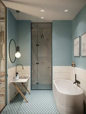 Дизайн ванной комнаты с отдельной прачечной