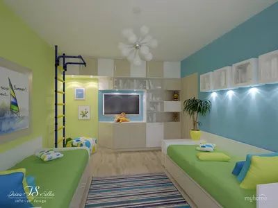 Дизайн детской комнаты для двоих разнополых - 70 фото