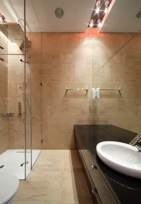 Интерьер ванной комнаты с душевой кабиной, совмещенной с туалетом: фото,  дизайн | DomoKed.ru