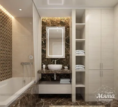 Великолепный дизайн ванной комнаты в переходном стиле