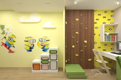 Дизайн интерьера детской комнаты для мальчика и девочки \"Миньоны\". Abitant  Москва