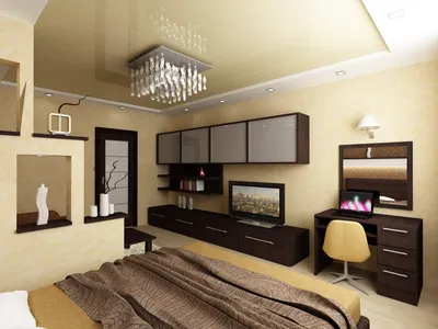 Дизайн комнаты 17 кв.м спальня гостиная фото » Дизайн 2021 года - новые  идеи и примеры работ