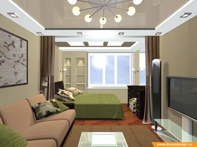 Фото интерьера гостинной-спальни » Современный дизайн на Vip-1gl.ru