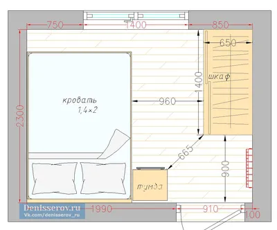 Планировка маленькой спальни 7 кв.м. | Студия Дениса Серова
