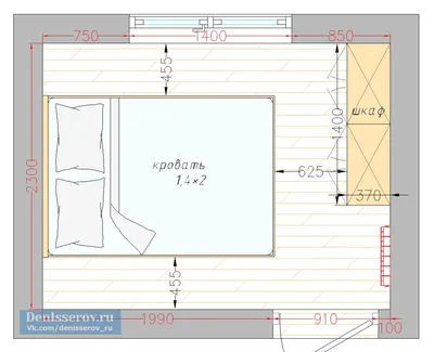 Планировка маленькой спальни 7 кв.м. | Студия Дениса Серова