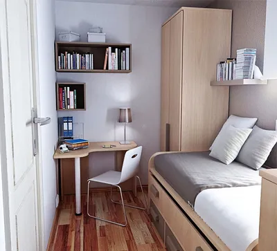 Дизайн маленькой спальни 6 кв. м (105 фото): оформление интерьера и  планировка комнаты 2х3 метра и 7… | Small bedroom interior, Small space  bedroom, Small dorm room