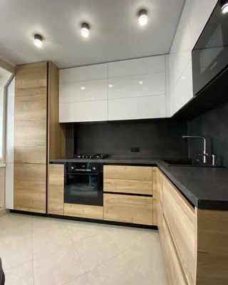 Угловая кухня в современном стиле древесного цвета \"Модель 753\" в  Комсомольск-на-Амуре - цены, фото и описание.
