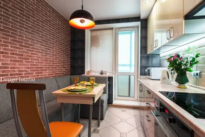 Дизайн интерьера кухни в стиле лофт для молодой девушки, площадью 12 кв.м.  — Roomble.com