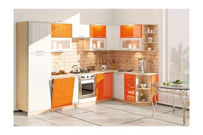 Современная яркая угловая кухня из влагоусточивого МДФ может быть разных  цветов и размеров