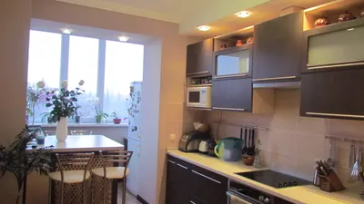 Дизайн кухни, совмещенной с балконом
