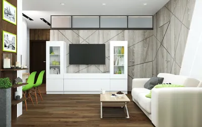 Дизайн двухкомнатной квартиры для семьи с двумя детьми. Лайм — Roomble.com