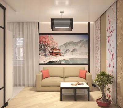 ЖК \"Токио\" 36.4 м², стиль Японский: купить готовый дизайн-проект  однокомнатной квартиры в стиле \"Японский\" для жк \"токио\" - ReRooms