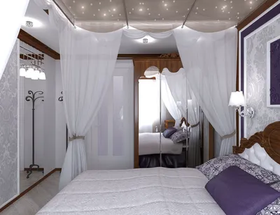 Уютная спальня с балдахином | Премиум Фото