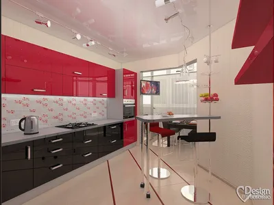 Черно красная кухня дизайн - 48 фото