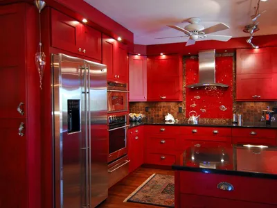 Красная кухня в интерьере - 41 фото