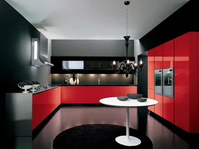 Дизайн черно-красной кухни: сочетания в гарнитуре и интерьере
