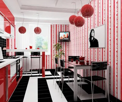 Красно черная кухня в интерьере - 66 фото