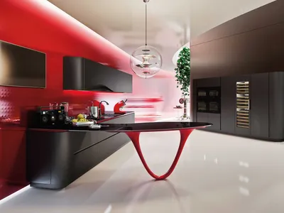 Дизайн кухни в красно-черном цвете: идей для дизайна, как подобрать мебель,  обои и аксессуары, фото