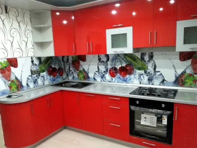 Кухня красный верх черный низ - 67 фото