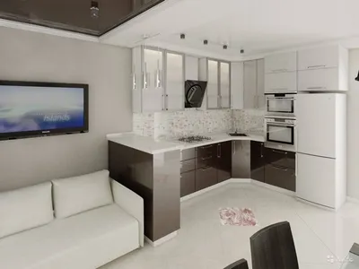 Угловая кухня гостиная дизайн - 69 фото