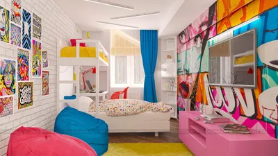 Яркая детская комната для двух девочек-подростков (Дизайн-студия Футурум) —  Диванди