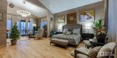 Спальня в доме из бруса; дизайн интерьера спальни в деревянном доме Holz  House