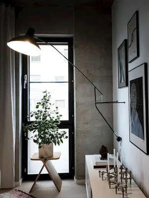 Неожиданный скандинавский интерьер с бетонными стенами (38 кв. м) 〛 ◾ Фото  ◾ Идеи ◾ Дизайн