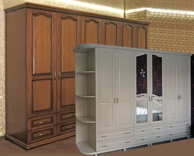 Деревянный шкаф для одежды - шифоньер Секстет | Купить от производителя  мебели КВК