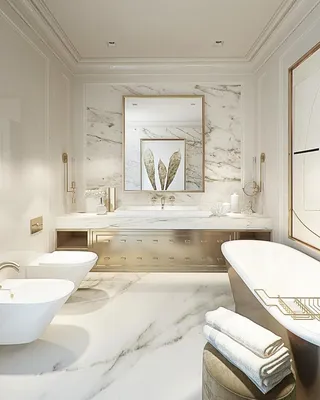 18 великолепных мраморных ванных комнат с латунными и золотыми деталями -  Фотографии красивых интерьеров