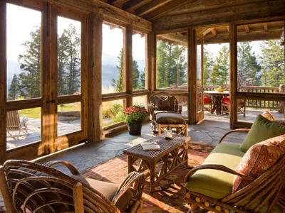 деревянная веранда в стиле шале | Beautiful dining rooms, Modern furniture  living room, Outdoor living space