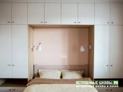 П-образный шкаф в спальне вокруг кровати - Пример работы №167