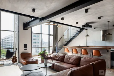 Дизайн двухуровневой квартиры в стиле лофт без имитаций | Студия дизайна  GM-Interior