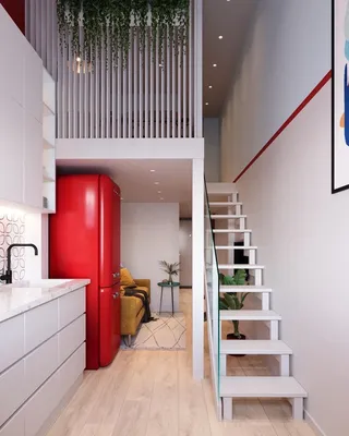Дизайн-проект маленькой двухуровневой квартиры-студии 17,6 кв.