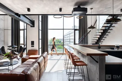 Дизайн двухуровневой квартиры в стиле лофт без имитаций | Студия дизайна  GM-Interior