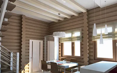 Дизайн кухни в деревянном доме из бруса фото — Блог о строительстве и  ремонте