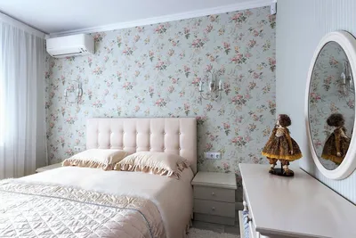 Дизайн спальни с обоями в цветочек - 79 фото