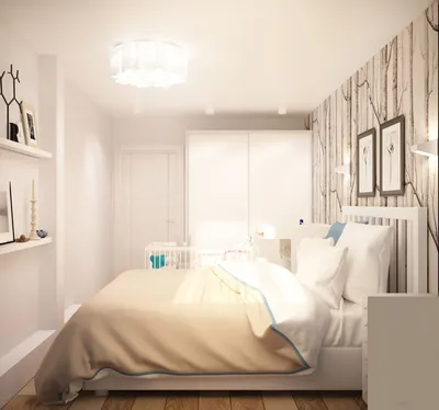 Спальня 13 кв.м в современном стиле со скандинавскими элементами ➤ смотреть  фото дизайна интерьера