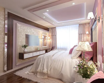 Дизайн проект спальни 18 кв.м. в сиреневом цвете для девушки | Студия  Дениса Серова