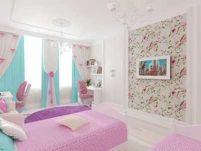 Дизайн-проект детской комнаты 24 кв. м в классическом стиле, для двух  девочек разного возраста | Студия Дениса Серова