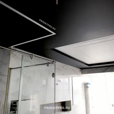 Черный натяжной потолок на современных системах крепления от ProektPro