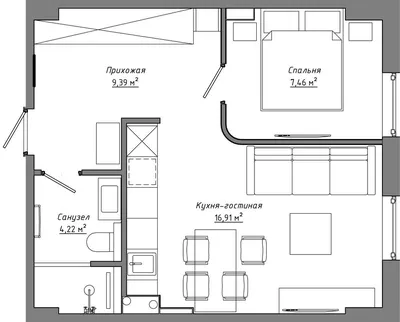 Современный дизайн квартиры 38 кв. м. | Планы небольших квартир, Дизайн  квартиры, Кв артира